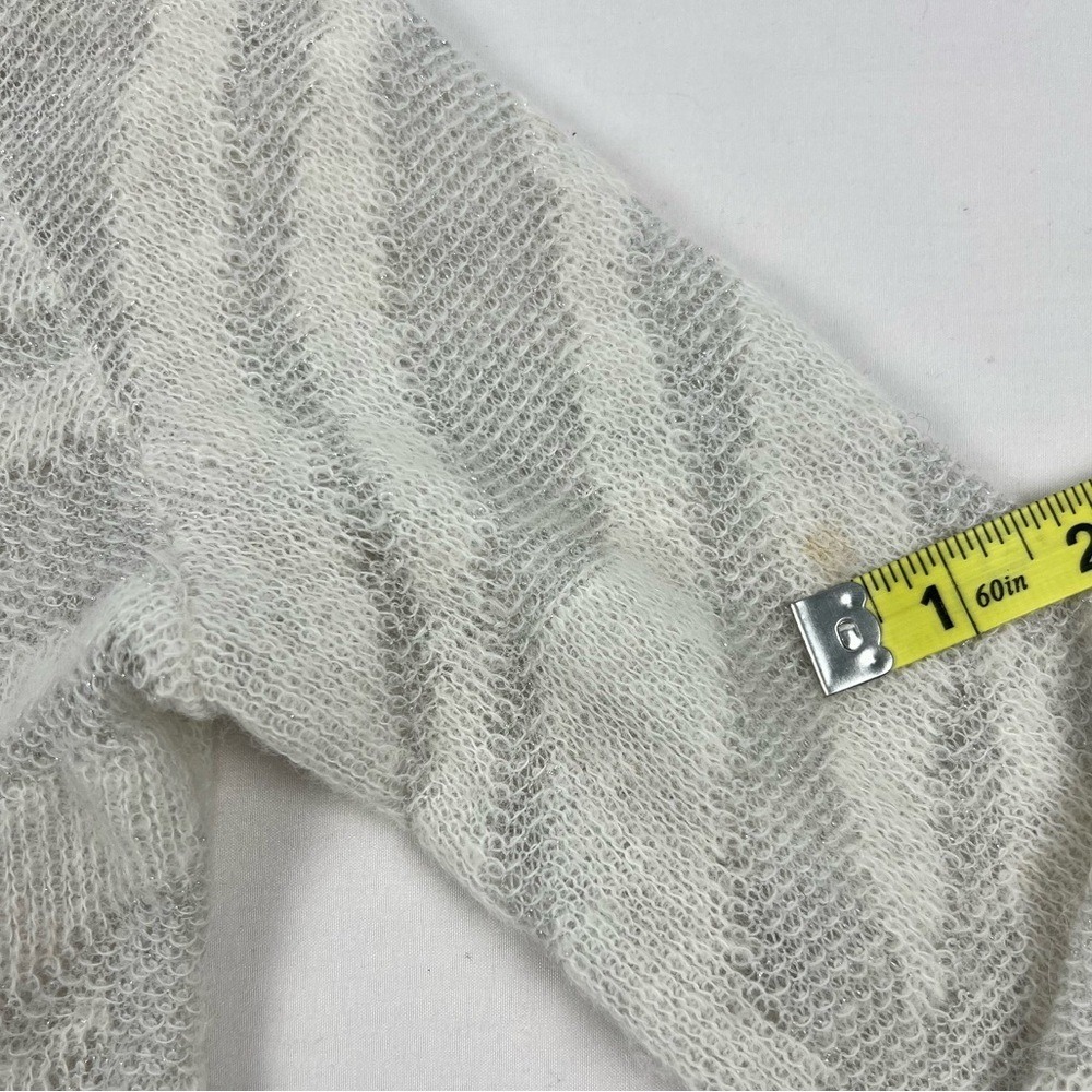 Rag & Bone Baby Alpaca Merino Wool Zebra Print Metallic Sweater White Grey XS - Picture 5 of 5